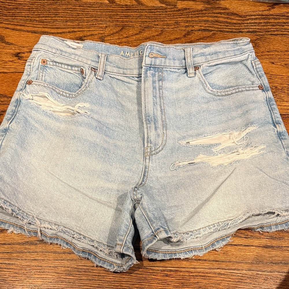 American Eagle Outfitters Light Blue Distressed Denim Cutoff Shorts